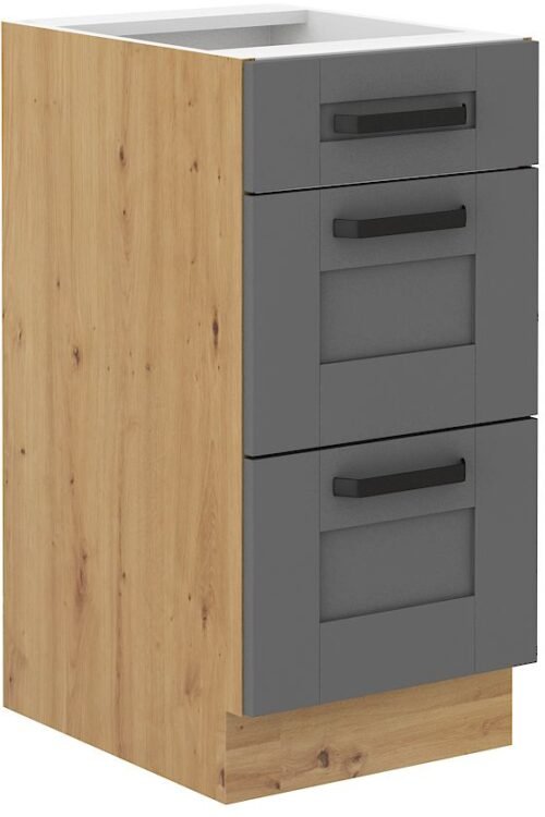 Base cabinet 40 cm with drawers Luna artisan/dust grey 40 D 3S BB