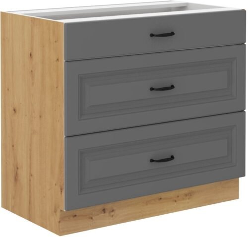 Base cabinet 80 cm with drawers Stillo artistic/dust grey 80 D 3S BB
