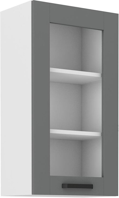 Wall cabinet 40 cm Luna display case white/dust grey 40 GS-90 1F