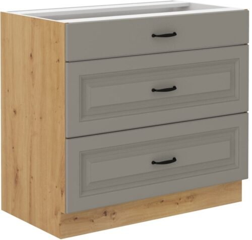 Base cabinet 80 cm with drawers Stillo artisan/clay grey 80 D 3S BB