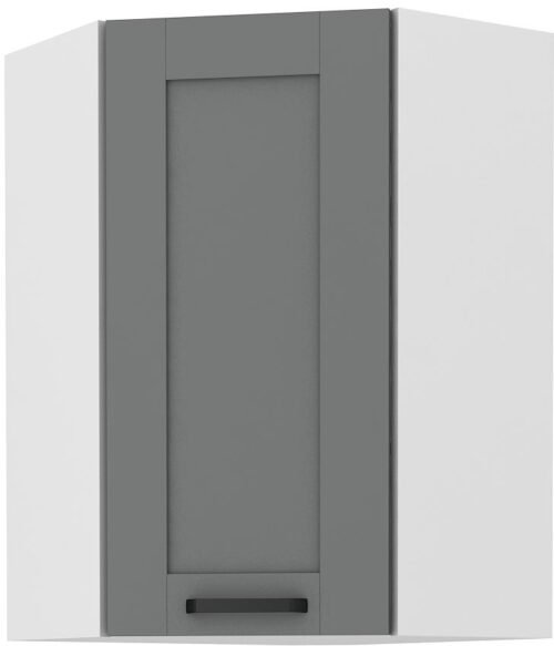 Upper corner cabinet 60 cm Luna white/dust grey 60×60 GN-90 45 degrees 1F