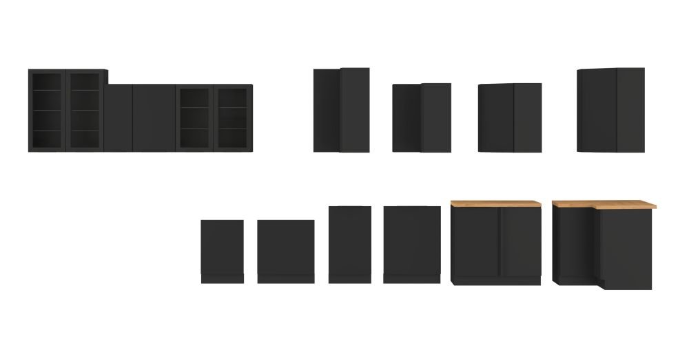 Upper corner cabinet 60 cm Wall black matt 58x58 GN-108 2F 90 degrees - Image 7