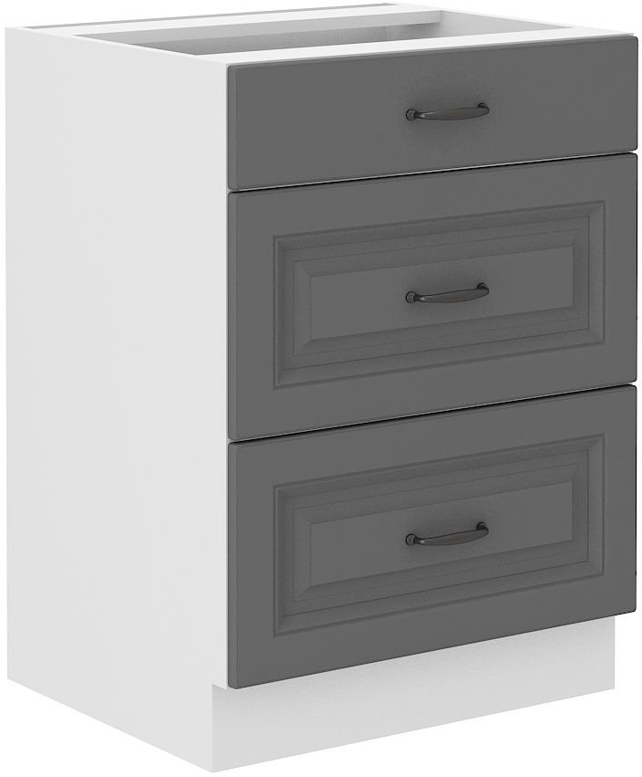 Base cabinet 60 cm with drawers Stillo white/dust grey 60 D 3S BB