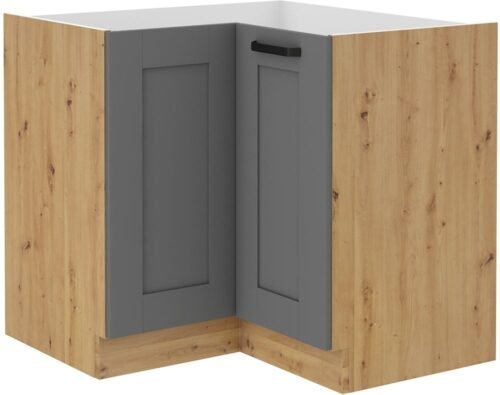 Base corner cabinet 90/90 cm Luna artisan/dust grey 90×90 ND 2F BB