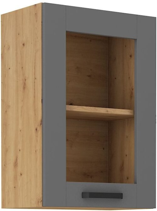 Wall cabinet 40 cm display case Luna artisan/dust grey 40 GS-72 1F