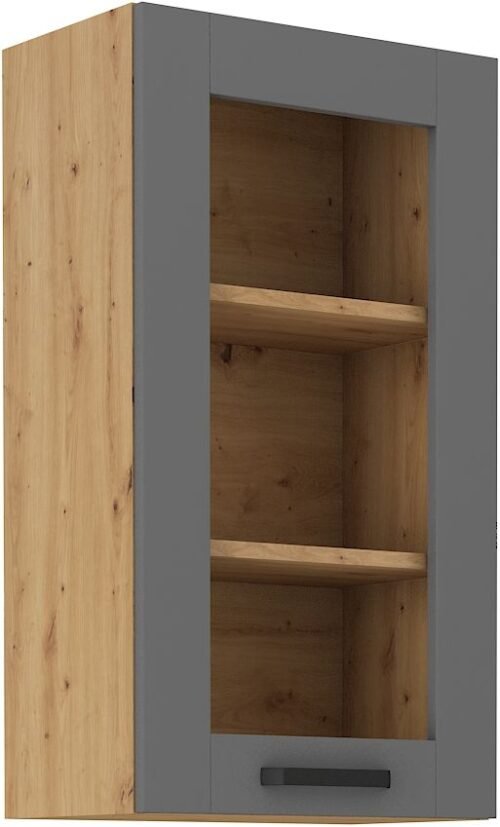 Wall cabinet 40 cm display case Luna artisan/dust grey 40 GS-90 1F