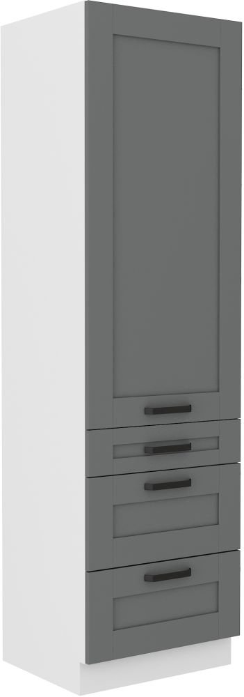 Luna white/dusty grey 60 cm pantry cabinet with drawers DKS-210 3S 1F