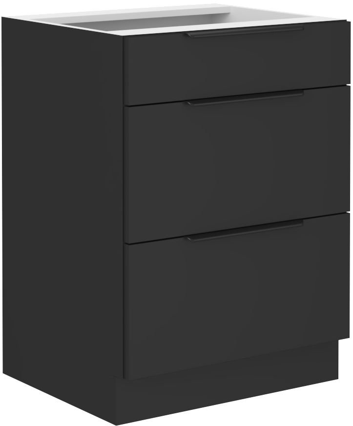 Base cabinet 60 cm with drawers Wall black matt 60 D 3S BB