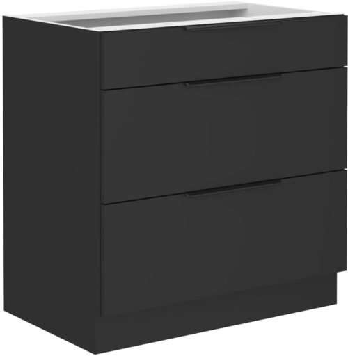 Base cabinet 80 cm with drawers Wall black matt 80 D 3S BB