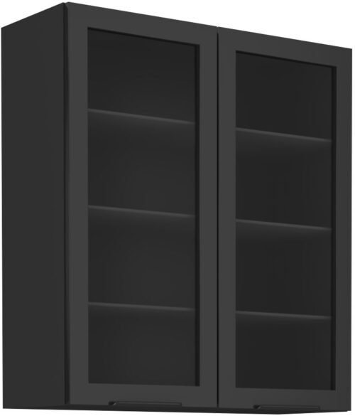 Wall cabinet 80 cm display cabinet Wall black matte 80 GS-90 2F