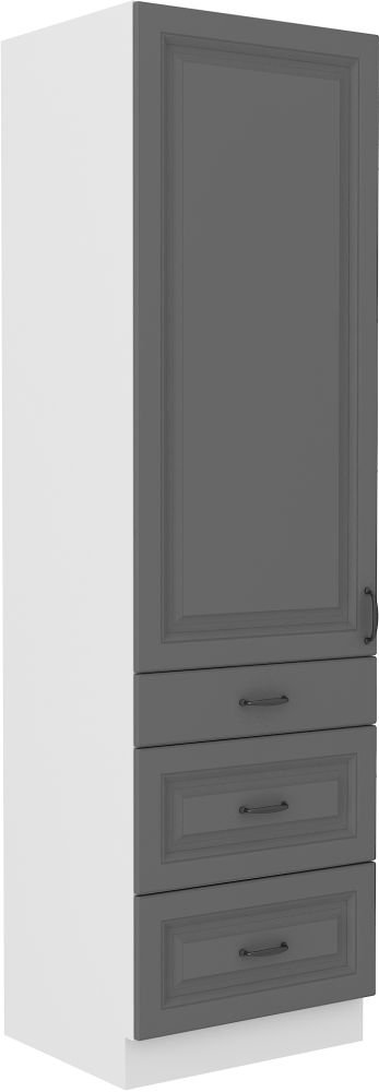 Stillo 60 cm column pantry cabinet with drawers, white/dusty grey, DKS-210 3S 1F