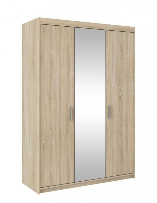 Elena 3D three-door wardrobe with mirror, Sonoma oak