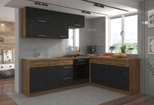 Vigo Dark corner kitchen furniture set 240-185 cm