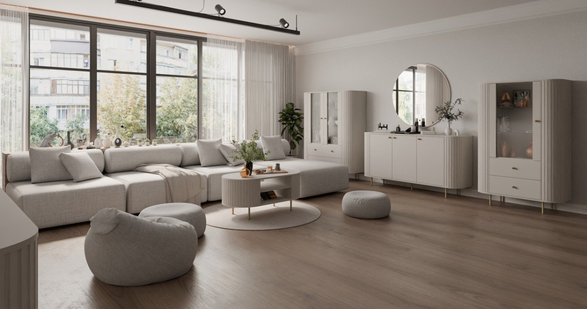 Coffee table with shelf 200 Oval beige - Image 6