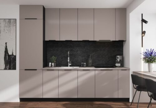 Arona kitchen set with column, kitchen 285 cm cashmere color