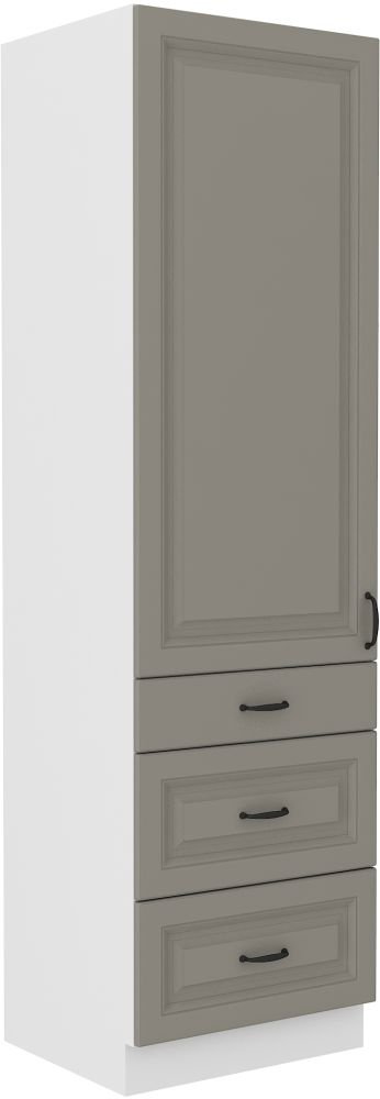 Stillo white/clay grey 60 cm pantry cabinet DKS-210 3S 1F with drawers