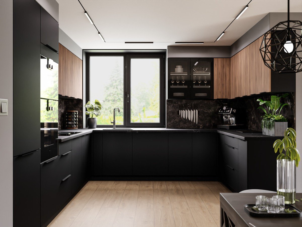 Wall + Monza kitchen set, U-shaped kitchen 375x330x200 cm