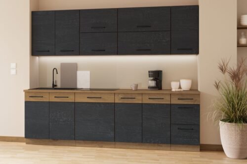 Kitchen furniture set, 260 cm Vigo Dark kitchen