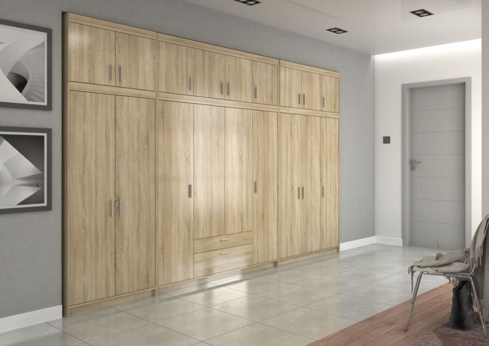 Elena 3D three-door wardrobe, oiled oak - Image 7