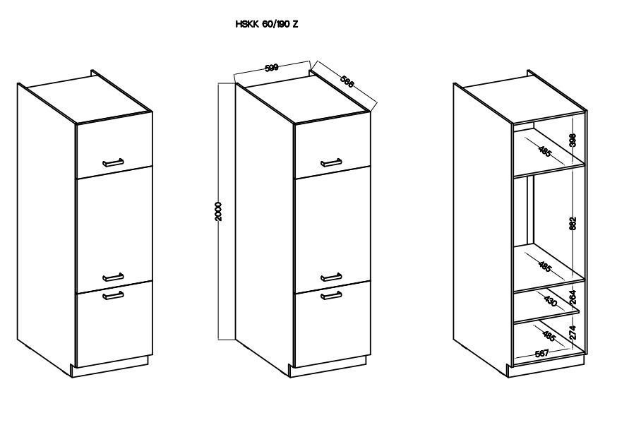 60 cm pantry cabinet or Dave 60 HSKK-190 refrigerator - Image 2
