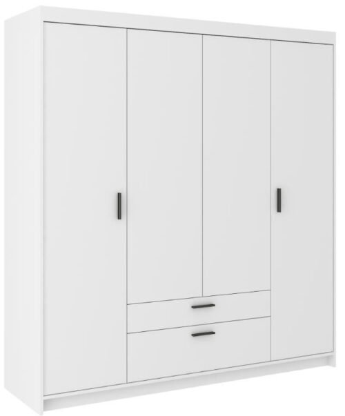 Elena 4D four-door wardrobe, white matt