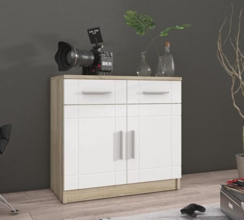 Paris WH 2F2S chest of drawers – white – sonoma oak