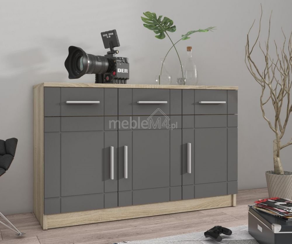 Paris GR 3F3S chest of drawers - graphite color - sonoma oak