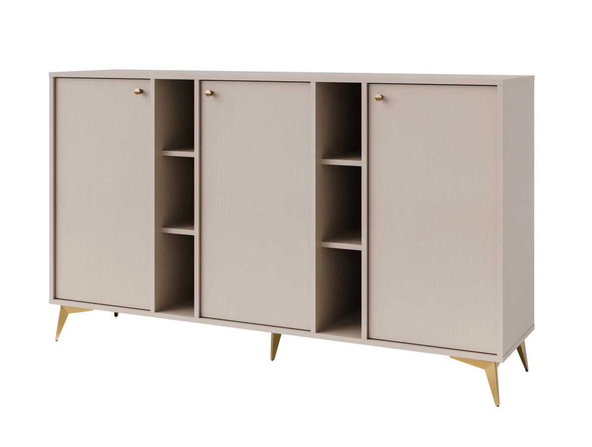 Chest of drawers "Tokyo 3F" with cabinets and niches, beige - Image 2