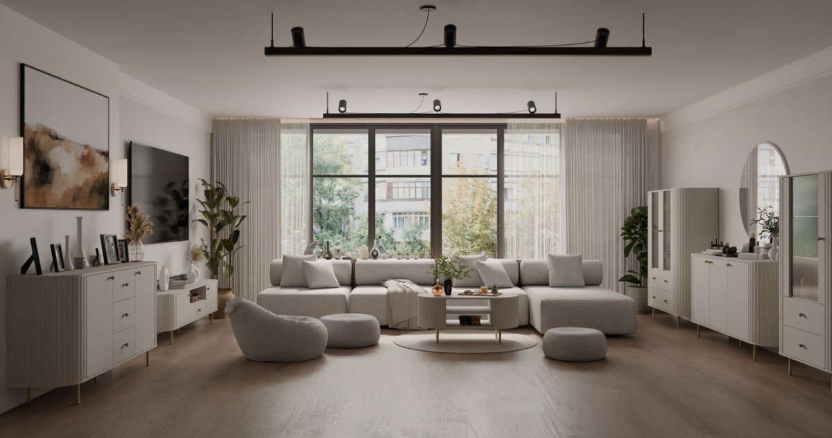 Coffee table with shelf 200 Oval beige - Image 4