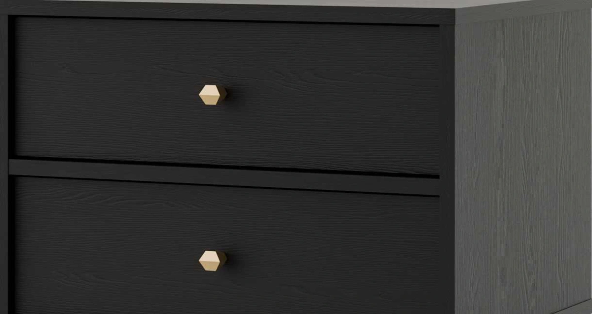 Tokyo 2S bedside table with drawers, black - Image 5