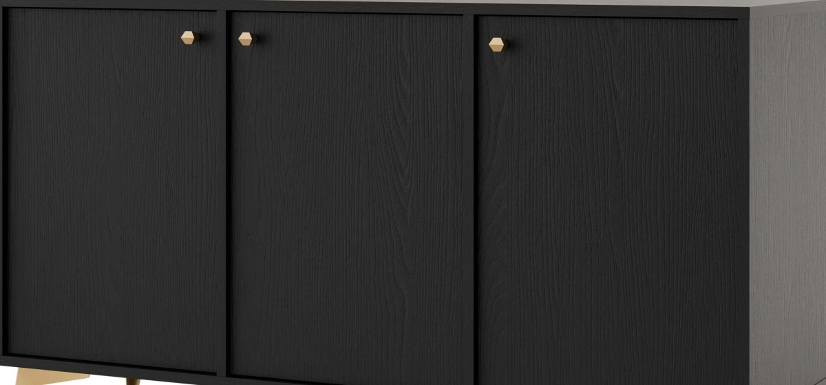 Black chest of drawers "Tokyo 3F" with cabinets - Image 4