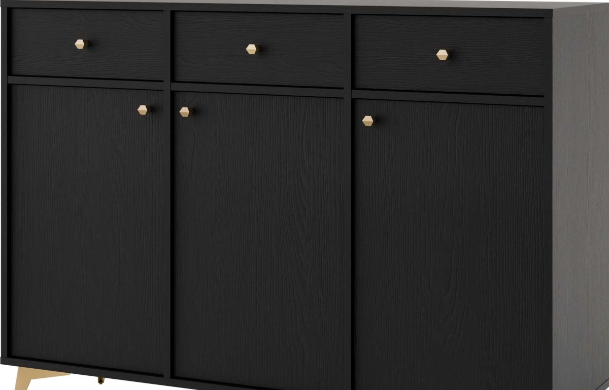 Black chest of drawers "Tokyo 3F3S" with cabinets and drawers - Image 4