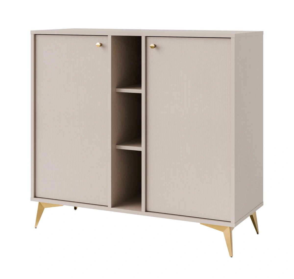 Chest of drawers "Tokyo 2F" with cabinets and niches, beige - Image 2