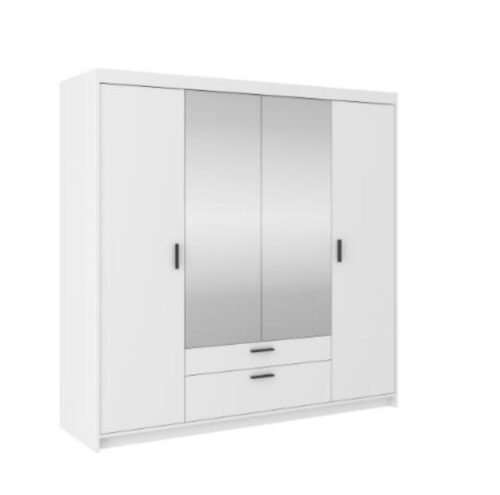 Four-door wardrobe with mirrors Elena 4D white matte