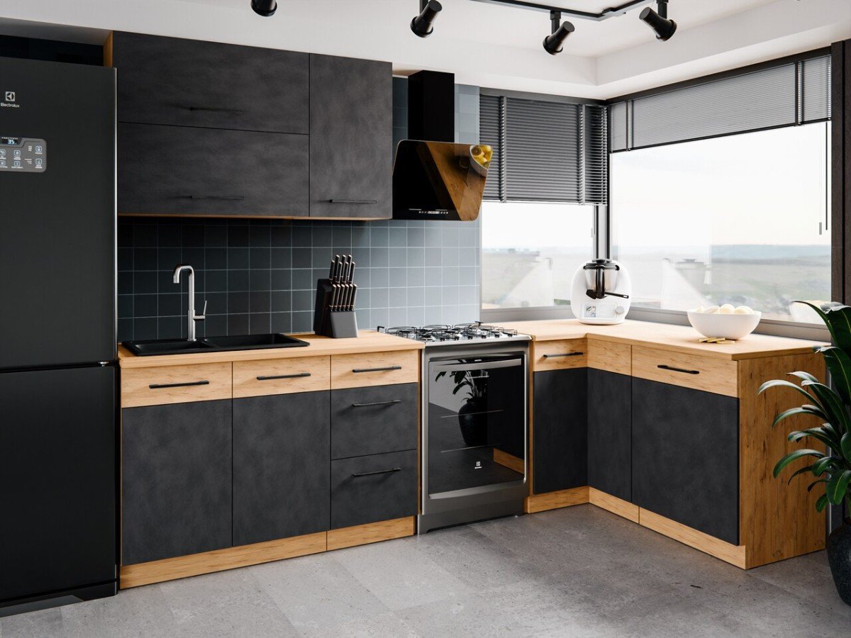 Vigo Dark corner kitchen furniture set 260-150 cm