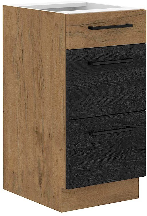 Base cabinet 40 cm drawers Quadro 40 D 3S BB Vigo Dark