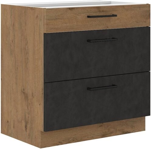 Vigo base cabinet with drawers, matte graphite color 80 D 3S BB