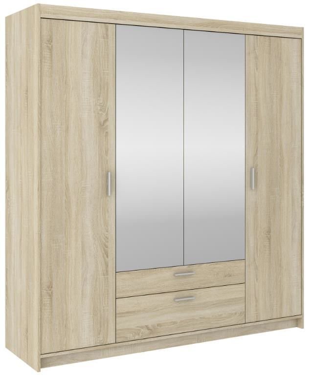Elena 4D four-door wardrobe with mirrors, Sonoma oak