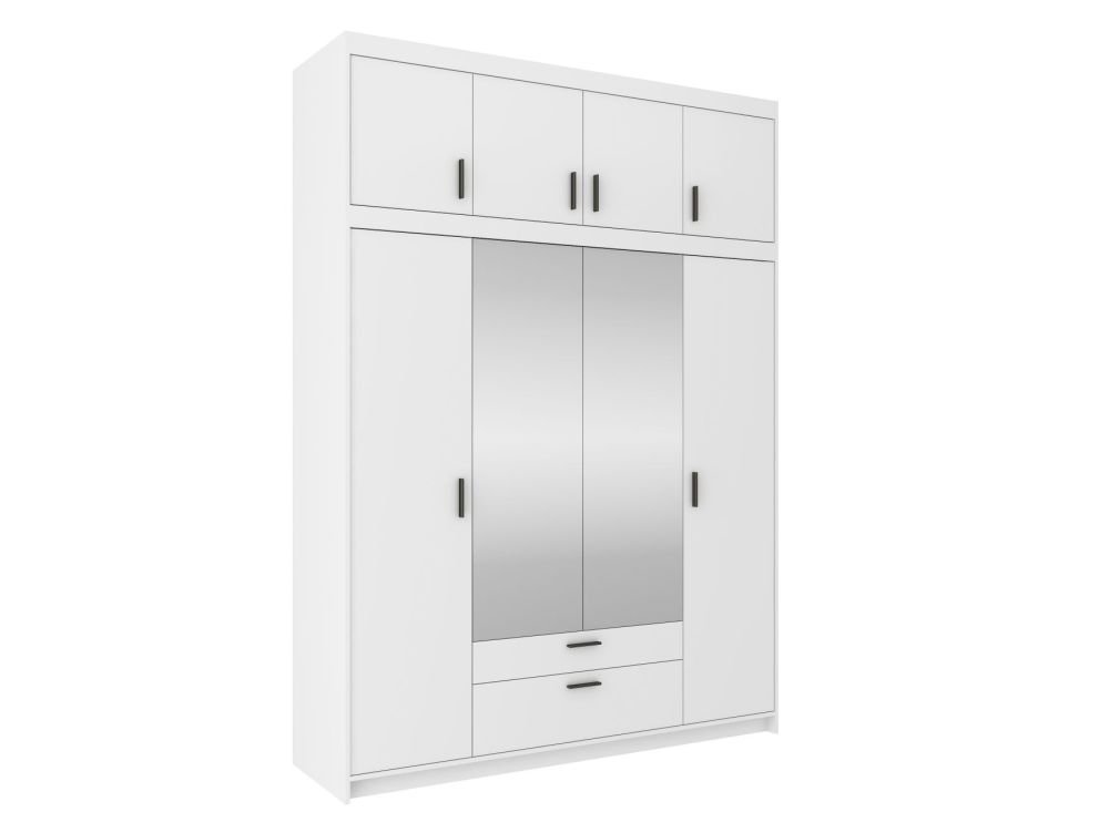 Four-door wardrobe with mirrors Elena 4D white matte - Image 3