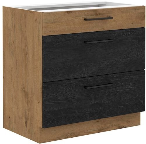 Base cabinet 80 cm with drawers Premium Box 80 D 3S BB Vigo Dark