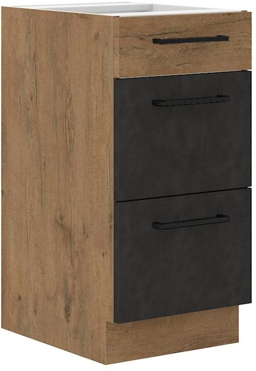 Vigo base cabinet with drawers, matte graphite color 40 D 3S BB