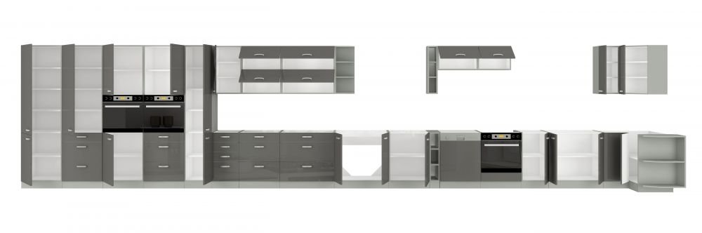 Wall cabinet with hood, gray, 60 GU-36 1F - Image 4