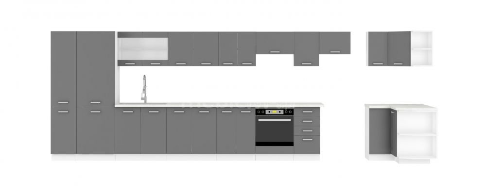 Sonia kitchen 180 cm grey glossy - Image 2