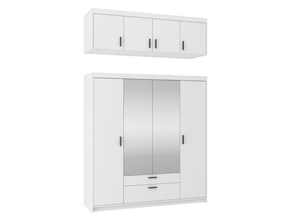 Four-door wardrobe with mirrors Elena 4D white matte - Image 2