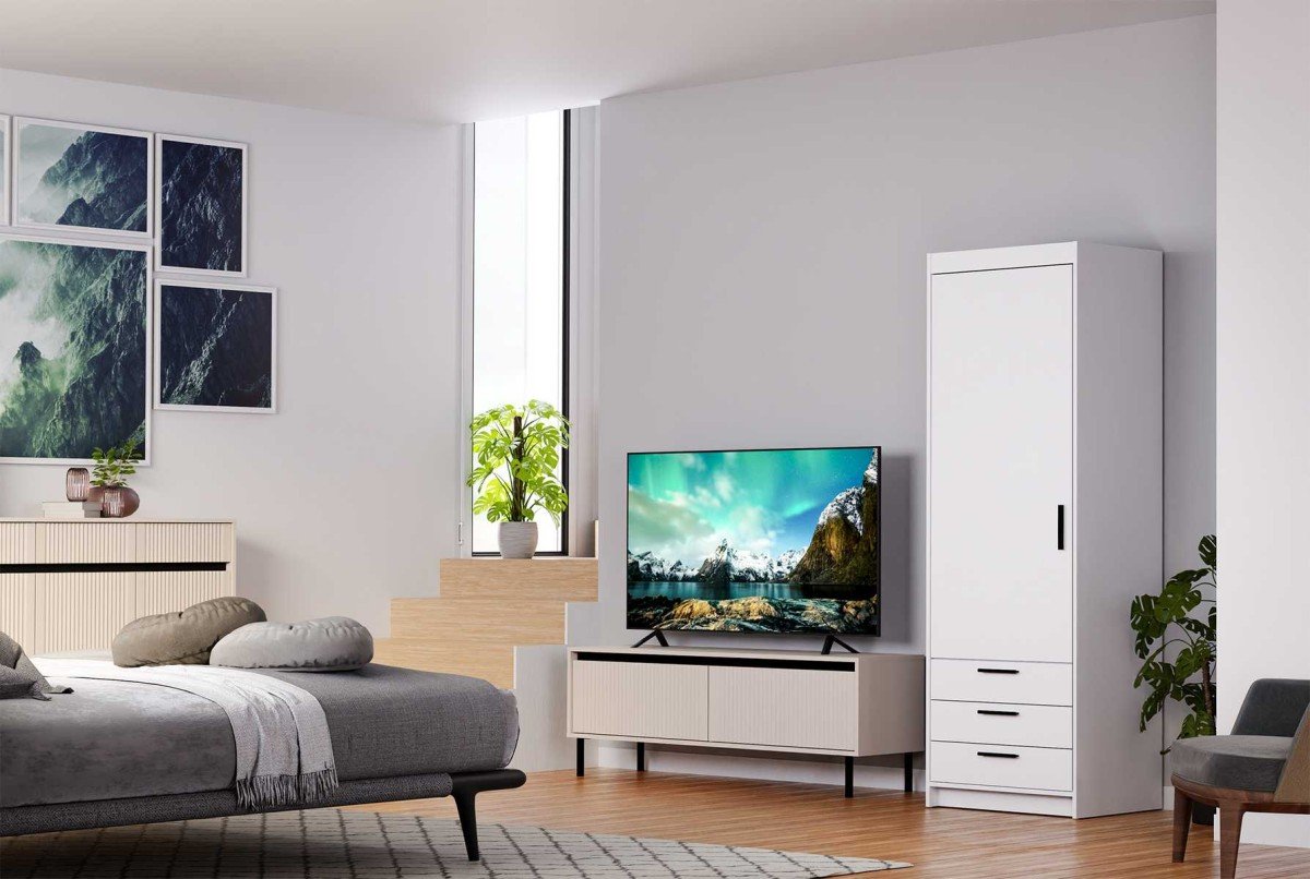 Elena wardrobe with drawers 1D3S white matte - Image 5