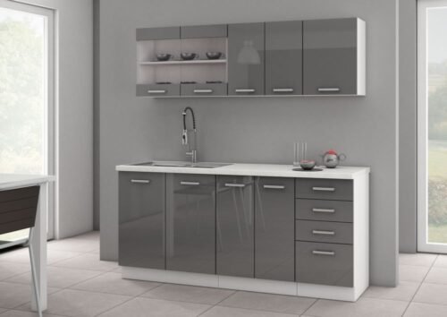 Sonia kitchen 180 cm grey glossy