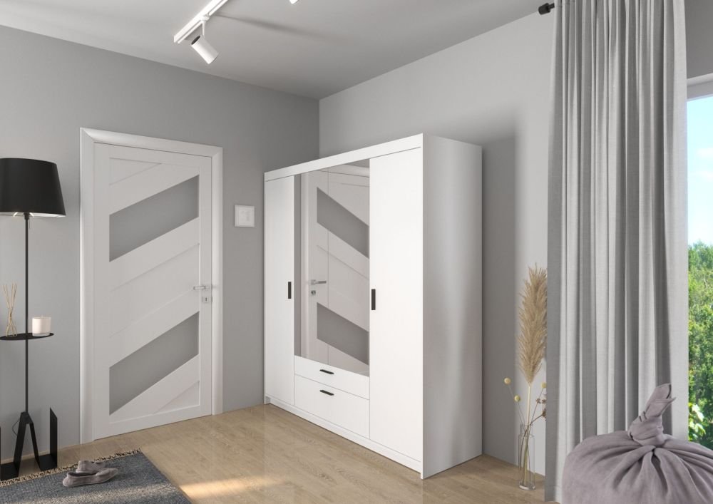 Four-door wardrobe with mirrors Elena 4D white matte - Image 6