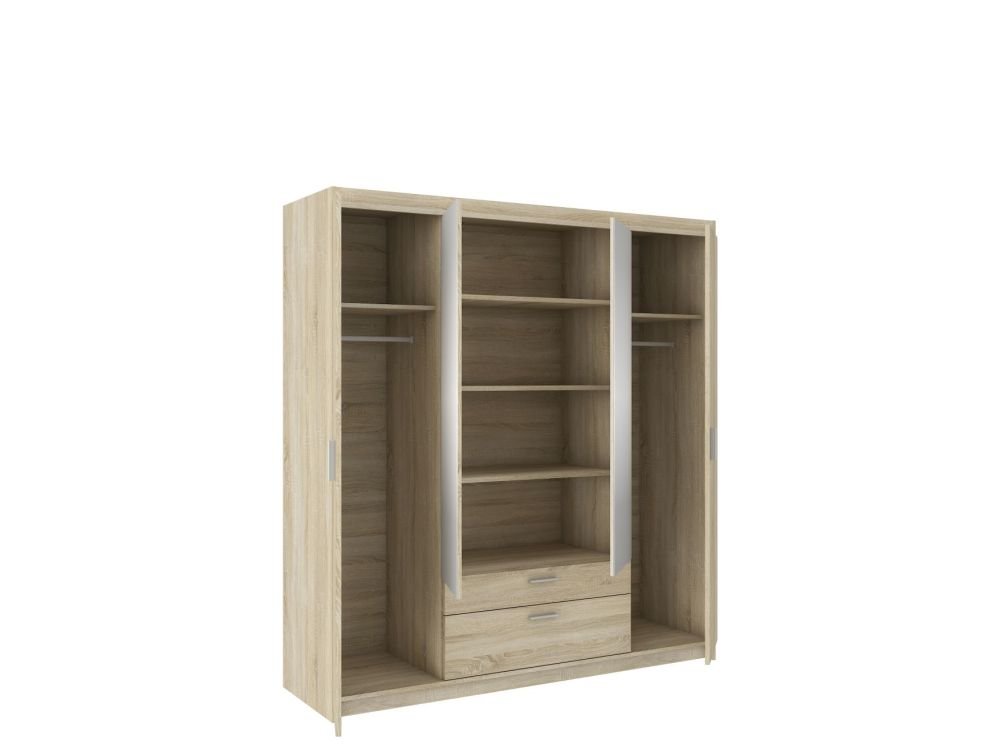 Elena 4D four-door wardrobe with mirrors, Sonoma oak - Image 4