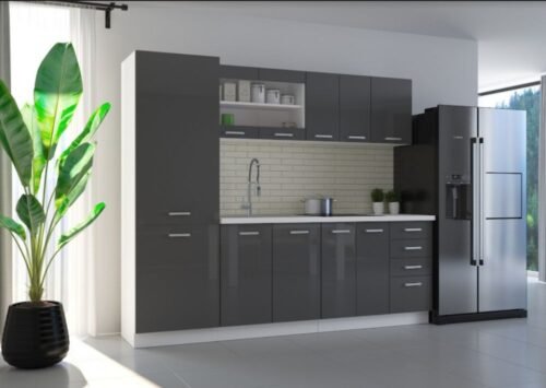 Sonia kitchen 240 cm grey glossy