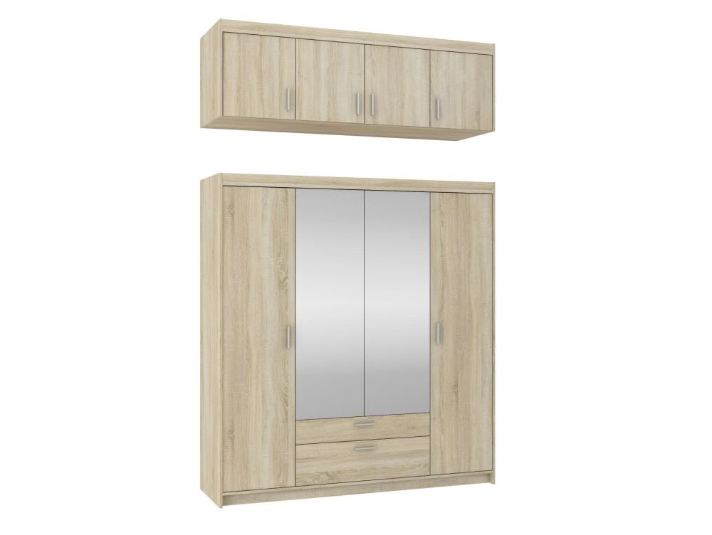 Elena 4D four-door wardrobe with mirrors, Sonoma oak - Image 2